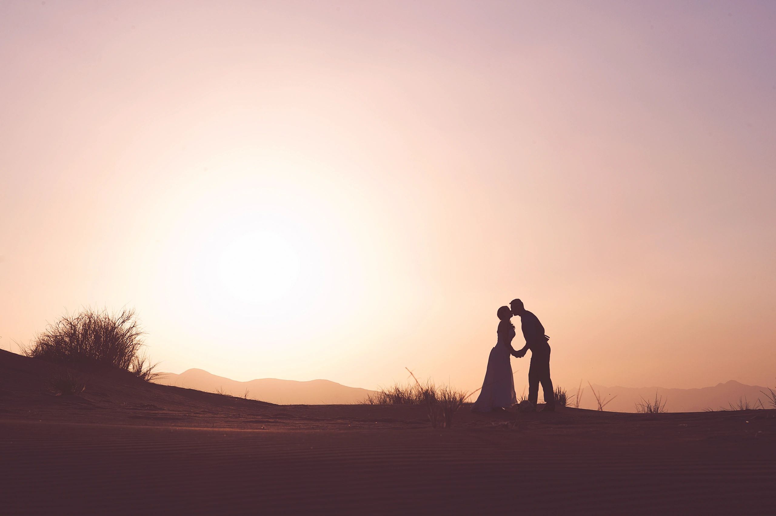 Silhouette of a couple at sunset